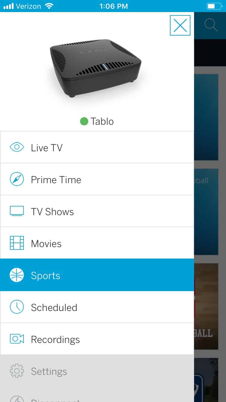 Tablo Review - Tablo TV app menu