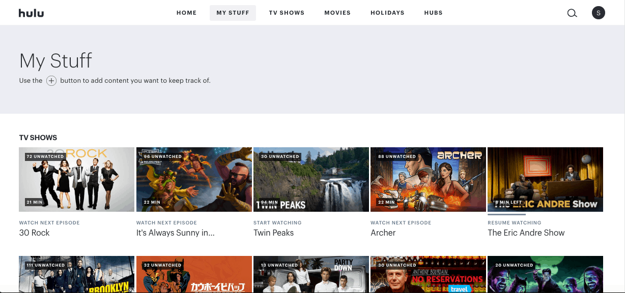 Hulu OD - browser - My Stuff